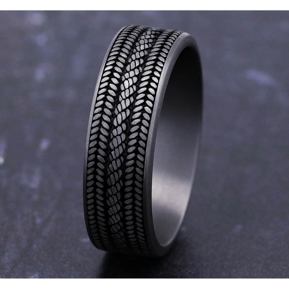 The Cordovan Men's Wedding Band in Grey Tantalum - 7mm Width by Tantalum - Image 4