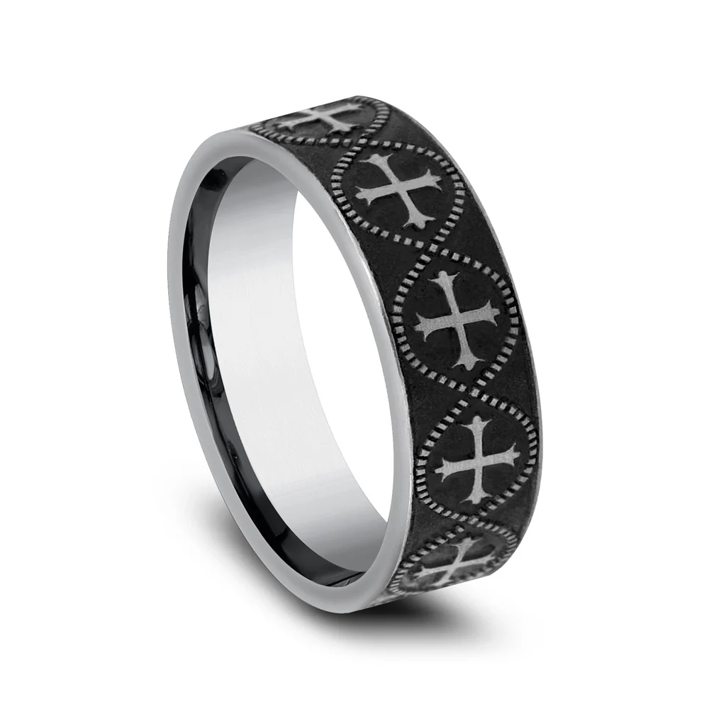 The Crusader Men's Wedding Band in Tungsten - 7mm Width by Forge - Image 2