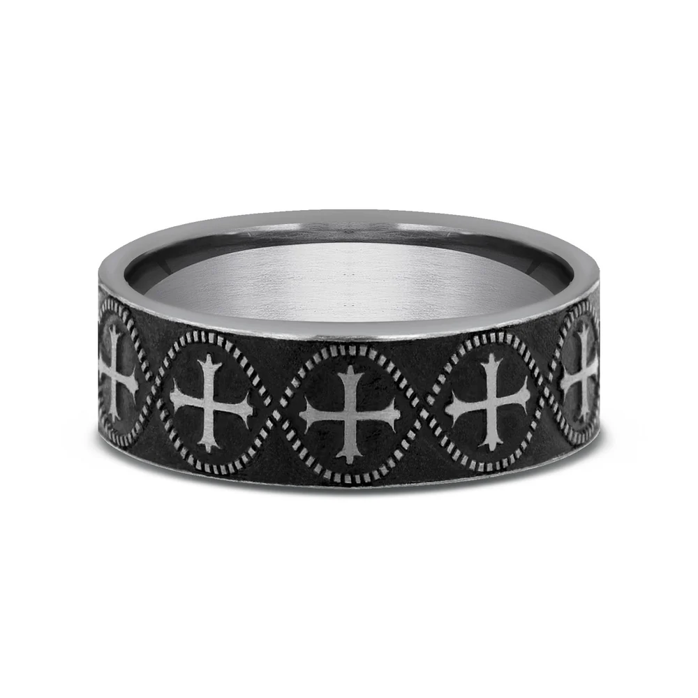 The Crusader Men's Wedding Band in Tungsten - 7mm Width by Forge - Image 3