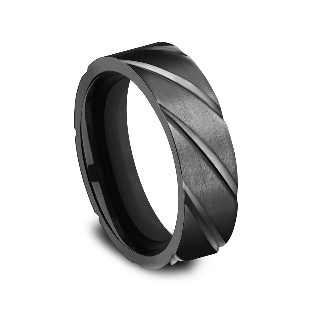The Dagger Men's Wedding Band in Black Titanium - 7mm Width by Forge - Image 2