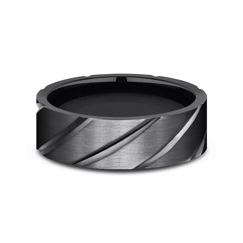 The Dagger Men's Wedding Band in Black Titanium - 7mm Width by Forge - Image 3