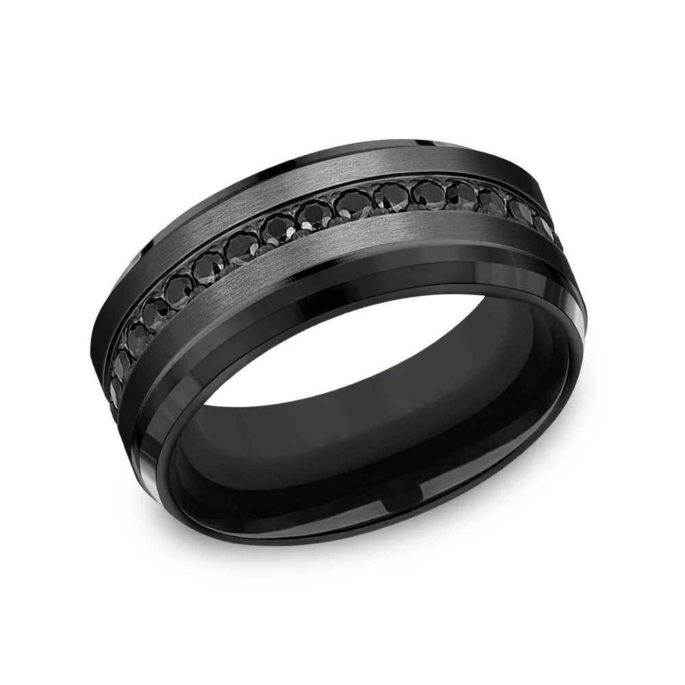 The Deputy Men's Wedding Band in Black Titanium - 9mm Width by Forge