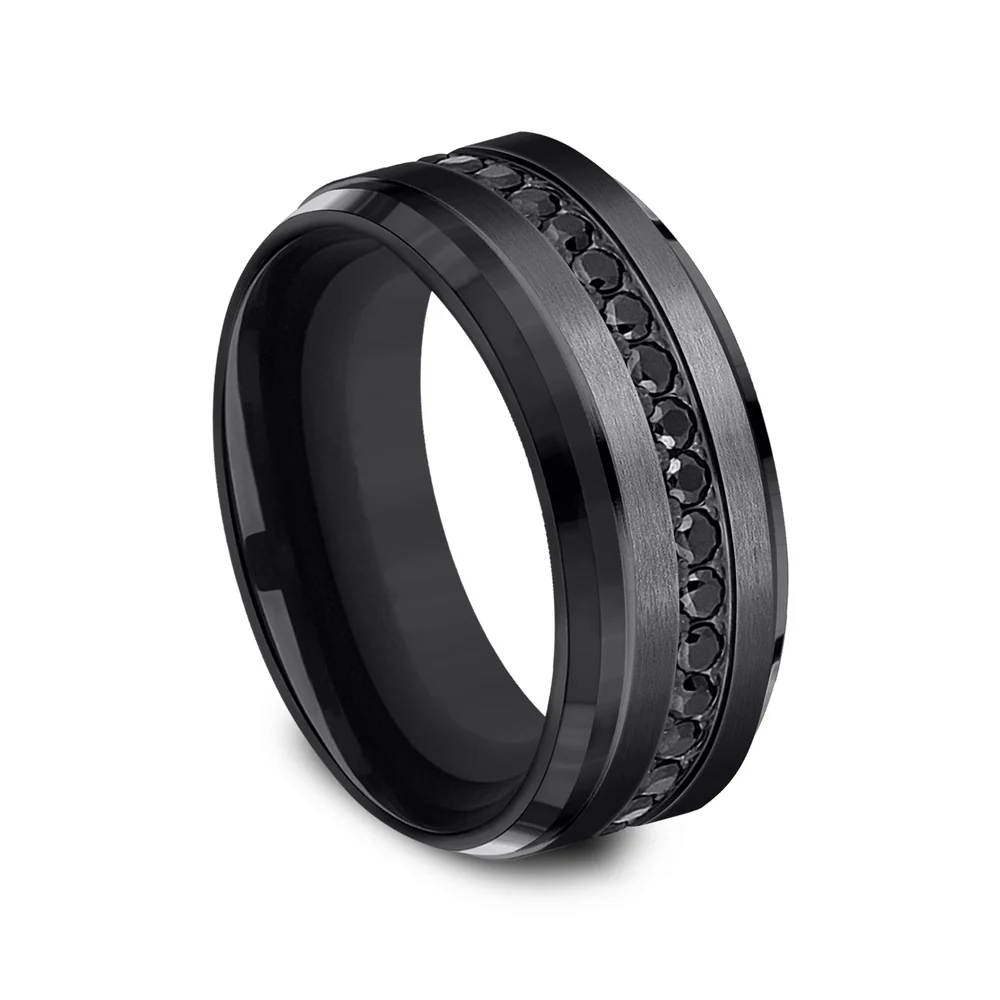 The Deputy Men's Wedding Band in Black Titanium - 9mm Width by Forge - Image 2