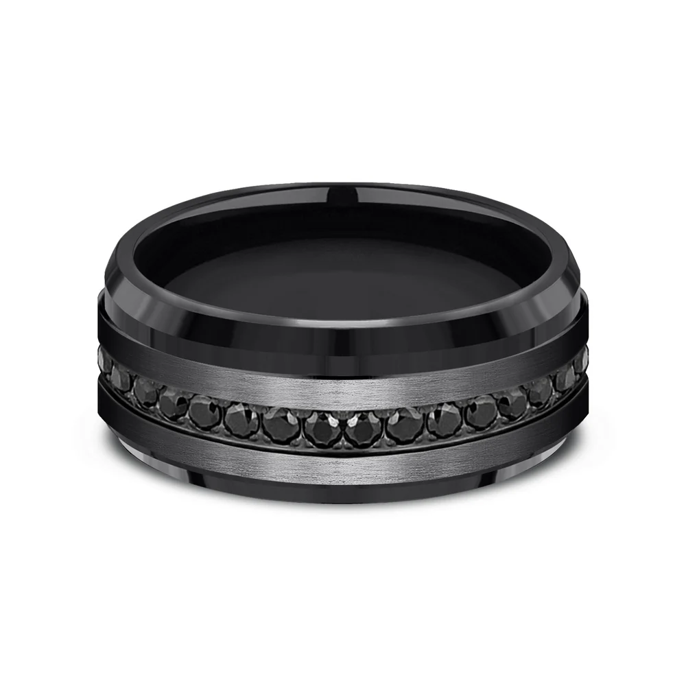 The Deputy Men's Wedding Band in Black Titanium - 9mm Width by Forge - Image 3