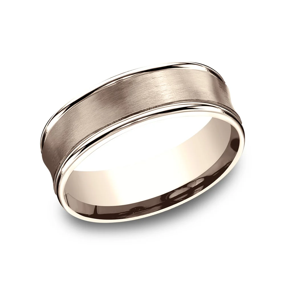 The Desoto Men's Wedding Band in 14K Rose Gold - 7.5mm Width by Benchmark