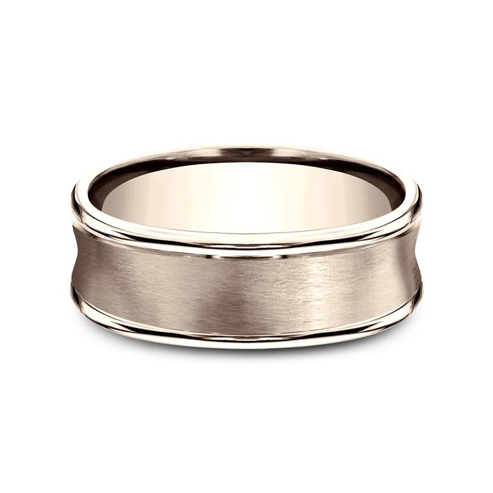 The Desoto Men's Wedding Band in 14K Rose Gold - 7.5mm Width by Benchmark - Image 3