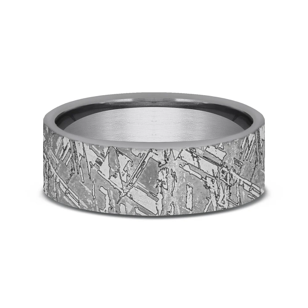 The Diablo Men's Wedding Band in Grey Tantalum - 7mm Width by Tantalum - Image 3
