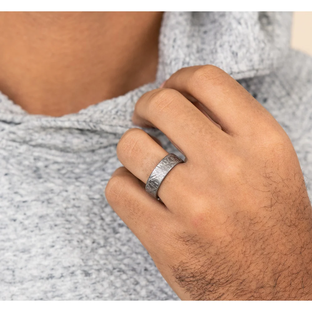 The Diablo Men's Wedding Band in Grey Tantalum - 7mm Width by Tantalum - Image 5