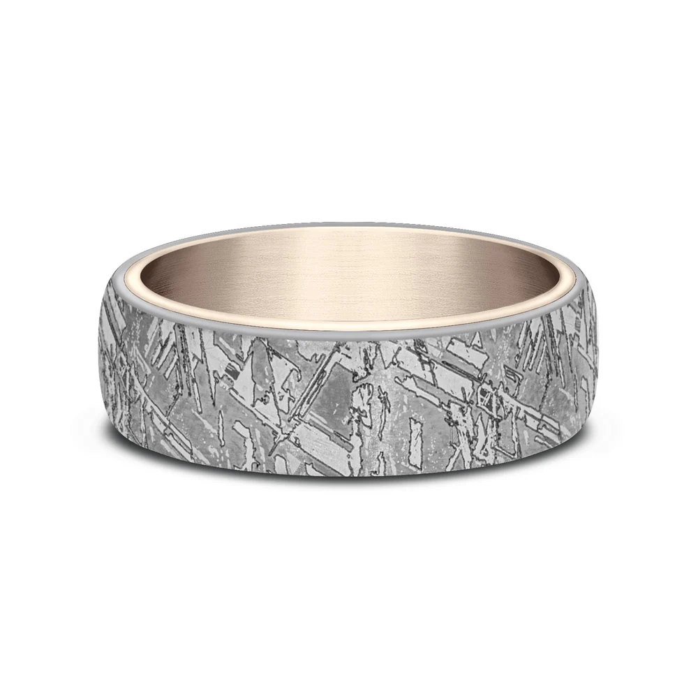 The Diablo Men's Wedding Band in Grey Tantalum and 14K Rose Gold - 6.5mm Width by Ammara Stone - Image 3