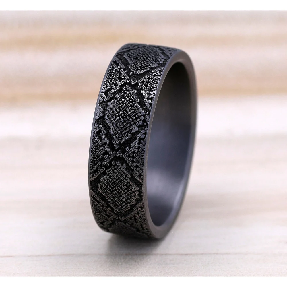 The Diamondback Men's Wedding Band in Grey Tantalum - 7mm Width by Brook and Branch - Image 4