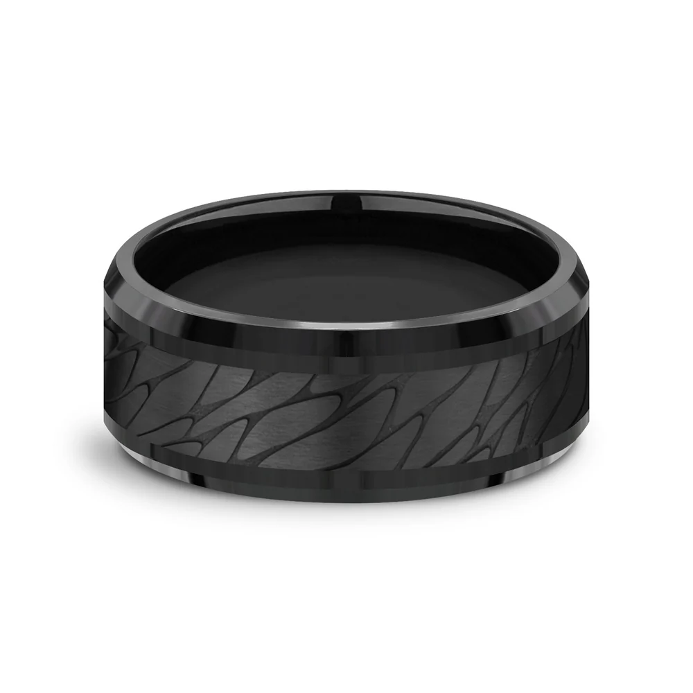 The Dino Men's Wedding Band in Black Titanium - 9mm Width by Forge - Image 3