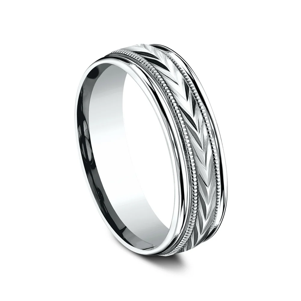 The Dominion Men's Wedding Band in 14K White Gold - 6.5mm Width by Benchmark - Image 2
