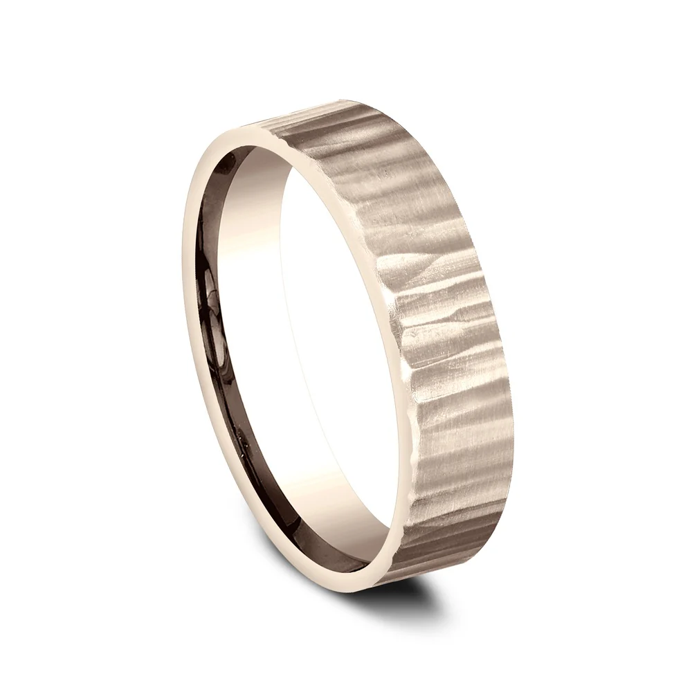 The Dredger Men's Wedding Band in 14K Rose Gold - 5mm Width by Benchmark - Image 2