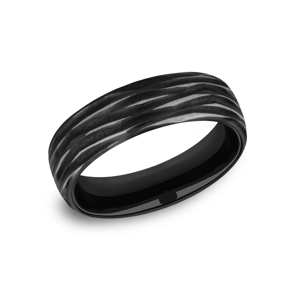 The Dryad Men's Wedding Band in Black Titanium - 6.5mm Width by Forge