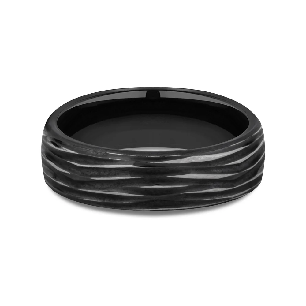 The Dryad Men's Wedding Band in Black Titanium - 6.5mm Width by Forge - Image 3