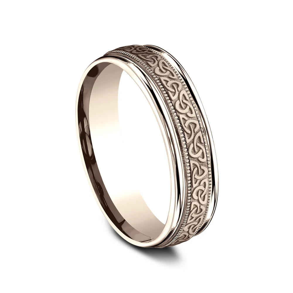 The Dublin Men's Wedding Band in 14K Rose Gold - 6mm Width by Benchmark - Image 2
