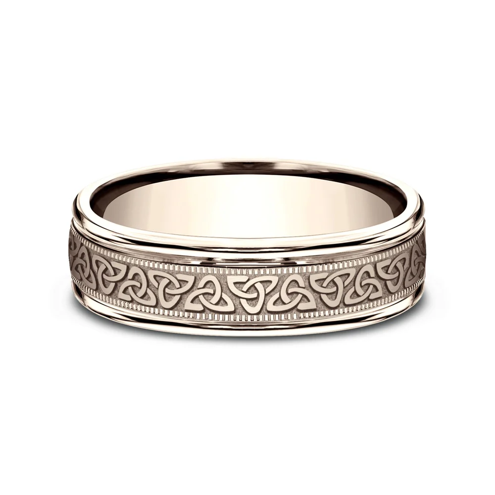 The Dublin Men's Wedding Band in 14K Rose Gold - 6mm Width by Benchmark - Image 3