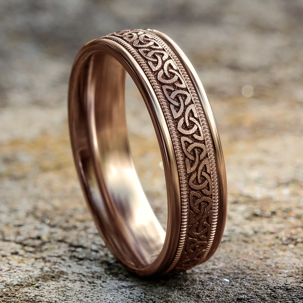 The Dublin Men's Wedding Band in 14K Rose Gold - 6mm Width by Benchmark - Image 4