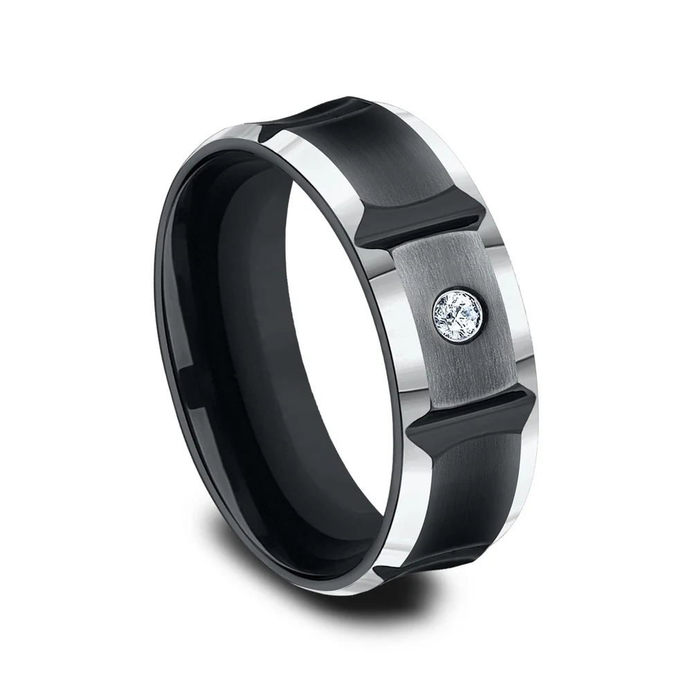 The Duel Men's Wedding Band in Black Cobalt - 8mm Width by Forge - Image 2