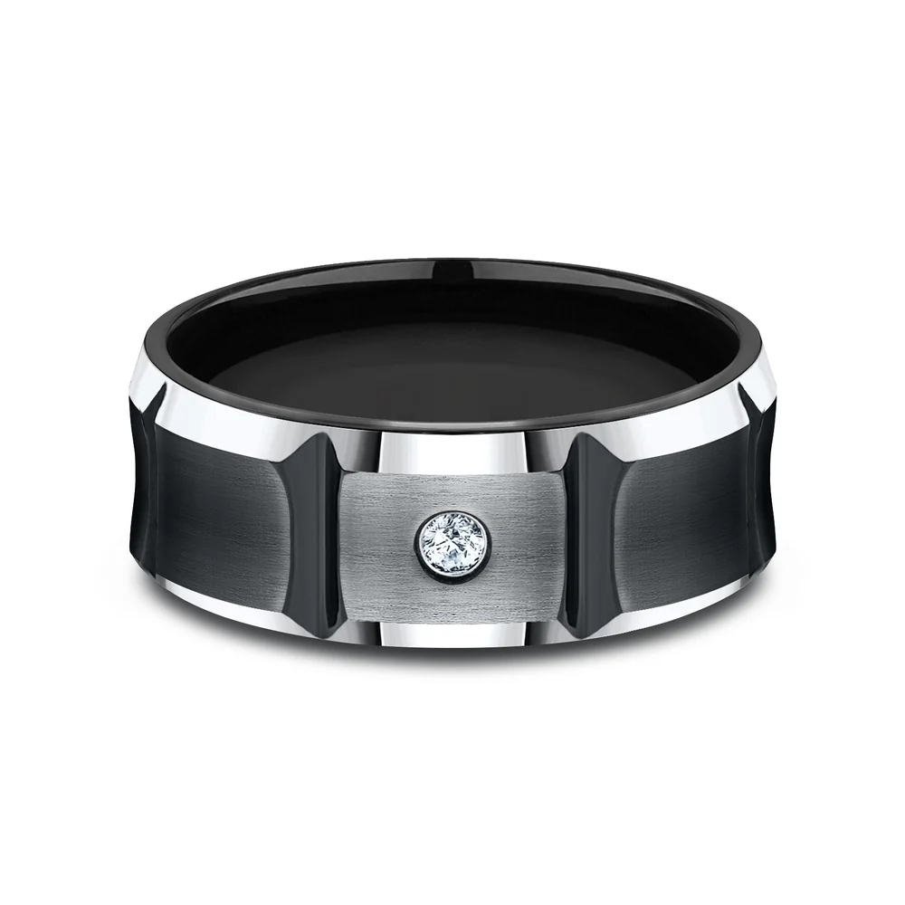 The Duel Men's Wedding Band in Black Cobalt - 8mm Width by Forge - Image 3