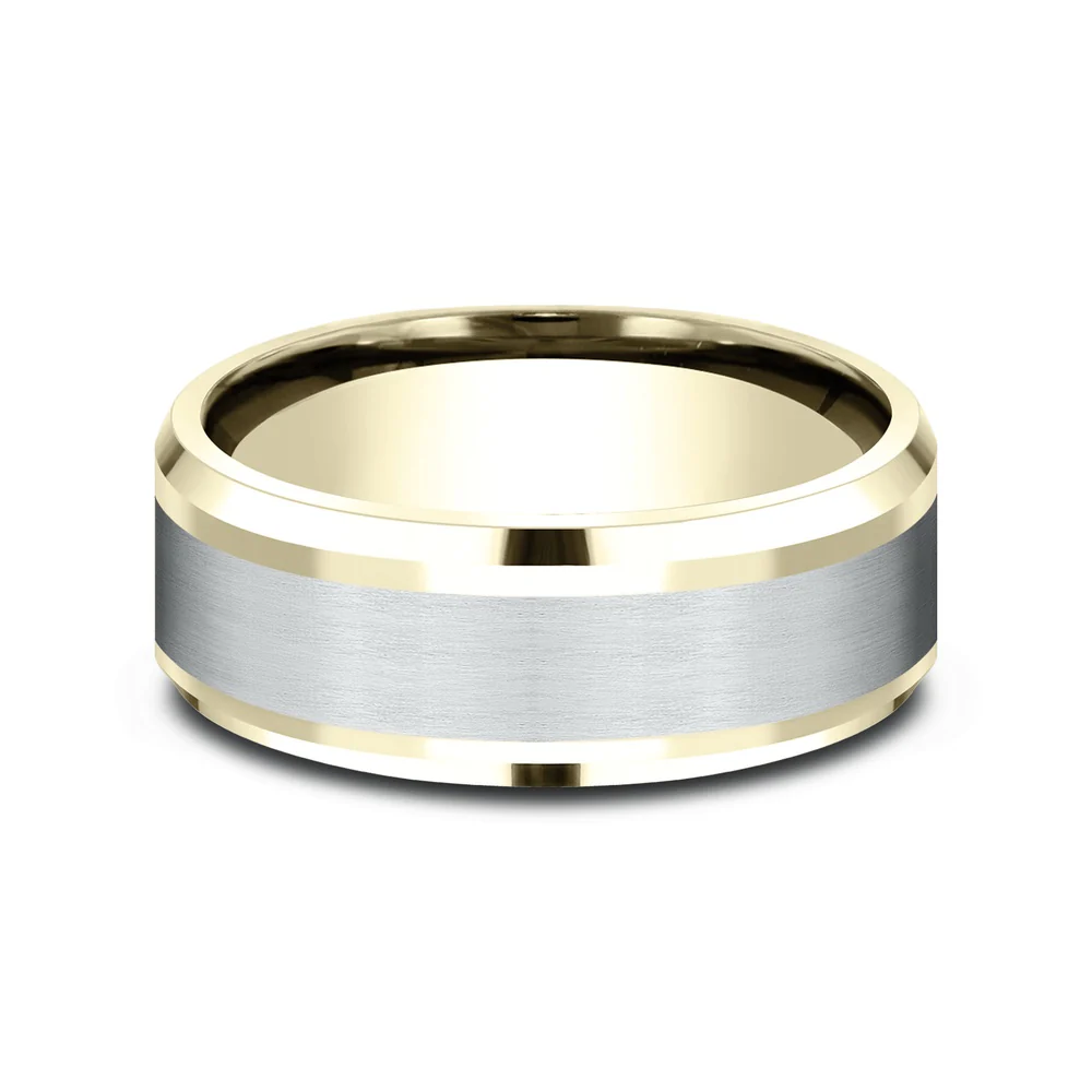 The Duke Men's Wedding Band in 14K Yellow and White Gold - 8mm Width by Benchmark - Image 3