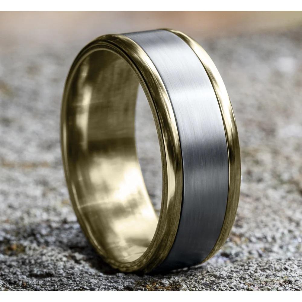 The Duke Men's Wedding Band in 14K Yellow and White Gold - 8mm Width by Benchmark - Image 4