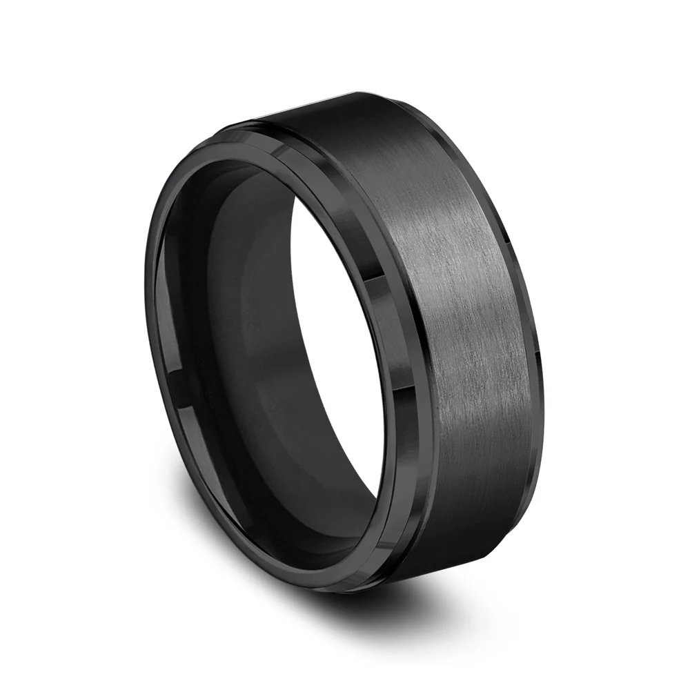The Duke Men's Wedding Band in Black Titanium - 9mm Width by Forge - Image 2