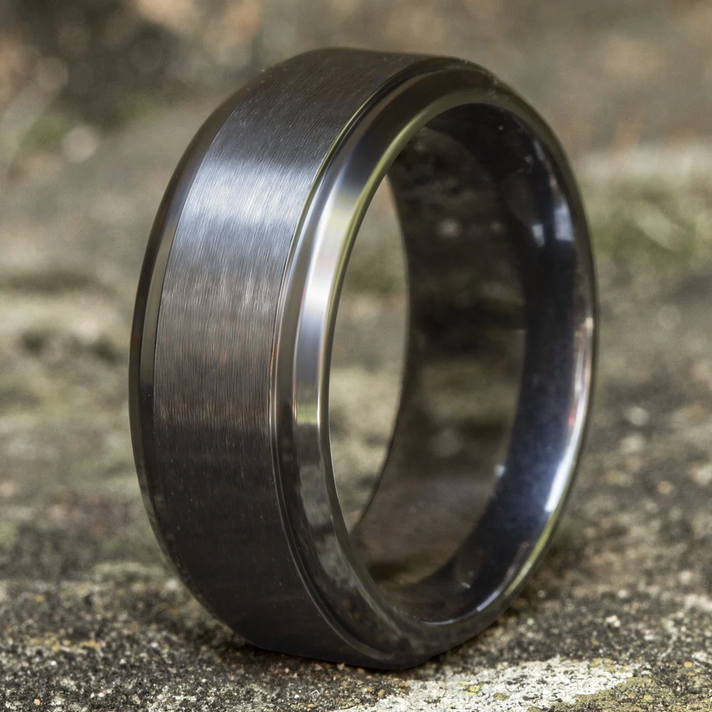 The Duke Men's Wedding Band in Black Titanium - 9mm Width by Forge - Image 4