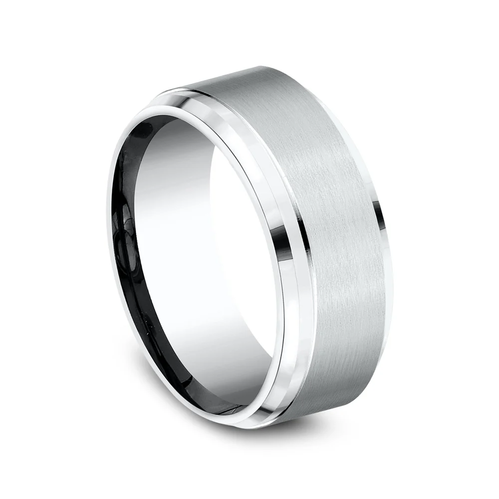 The Duke Men's Wedding Band in White Cobalt - 9mm Width by Forge - Image 2
