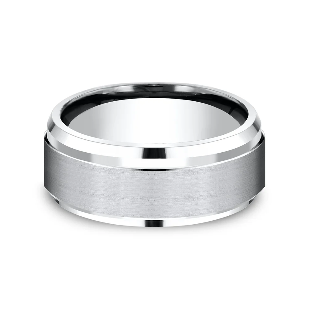 The Duke Men's Wedding Band in White Cobalt - 9mm Width by Forge - Image 3