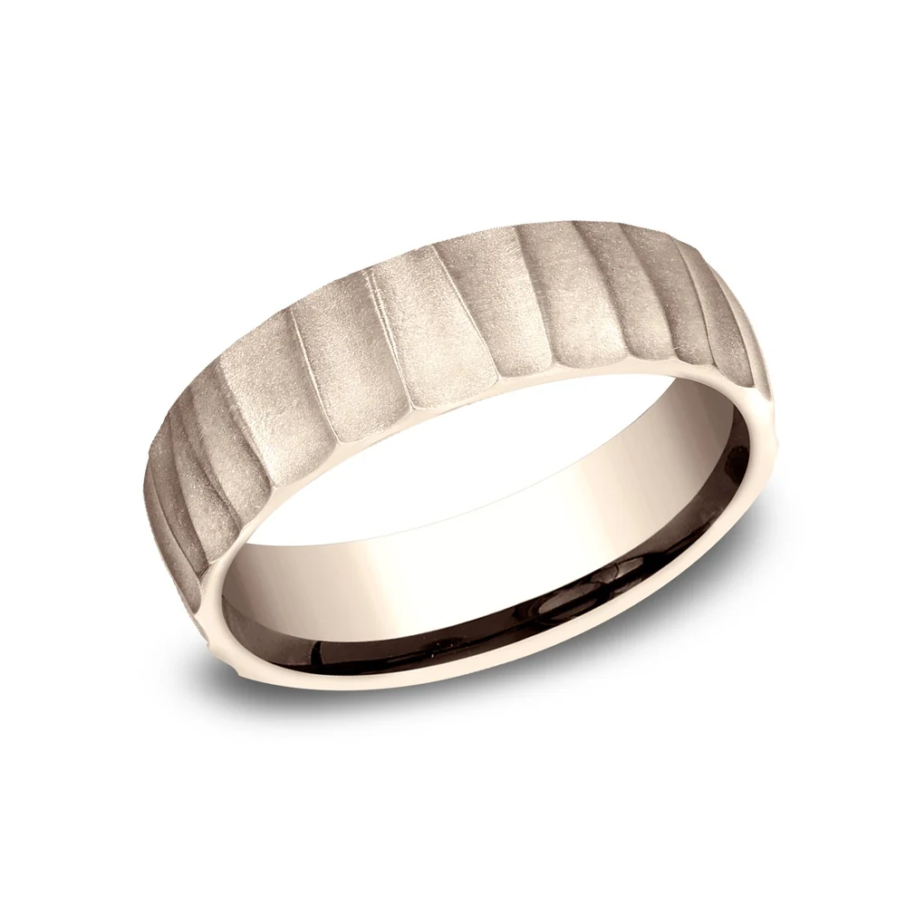 The Dune Men's Wedding Band in 14K Rose Gold - 6.5mm Width by Benchmark