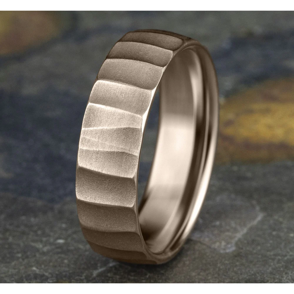The Dune Men's Wedding Band in 14K Rose Gold - 6.5mm Width by Benchmark - Image 4