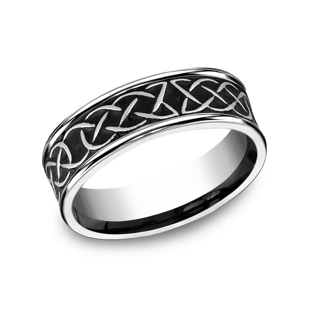 The Dunmore Men's Wedding Band in White Cobalt - 7mm Width by Forge