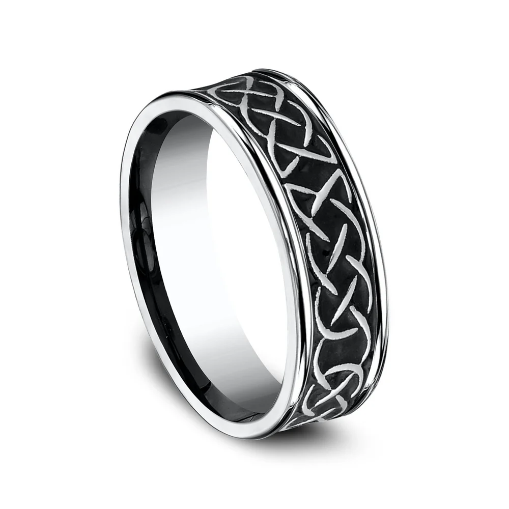 The Dunmore Men's Wedding Band in White Cobalt - 7mm Width by Forge - Image 2