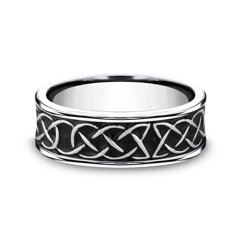 The Dunmore Men's Wedding Band in White Cobalt - 7mm Width by Forge - Image 3