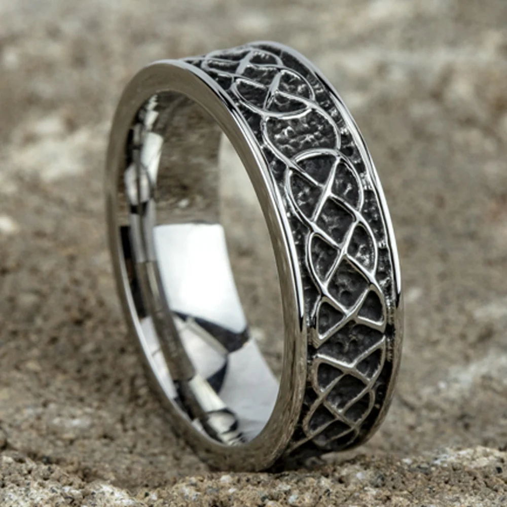 The Dunmore Men's Wedding Band in White Cobalt - 7mm Width by Forge - Image 4