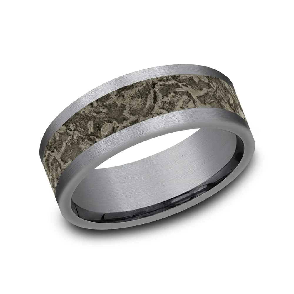 The Easel Men's Wedding Band in Grey Tantalum and Bronze - 8mm Width by Tantalum