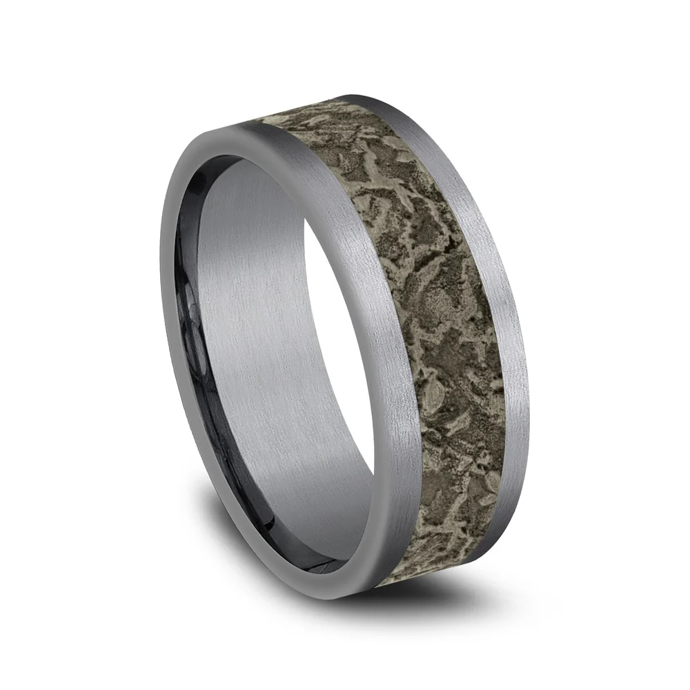 The Easel Men's Wedding Band in Grey Tantalum and Bronze - 8mm Width by Tantalum - Image 2