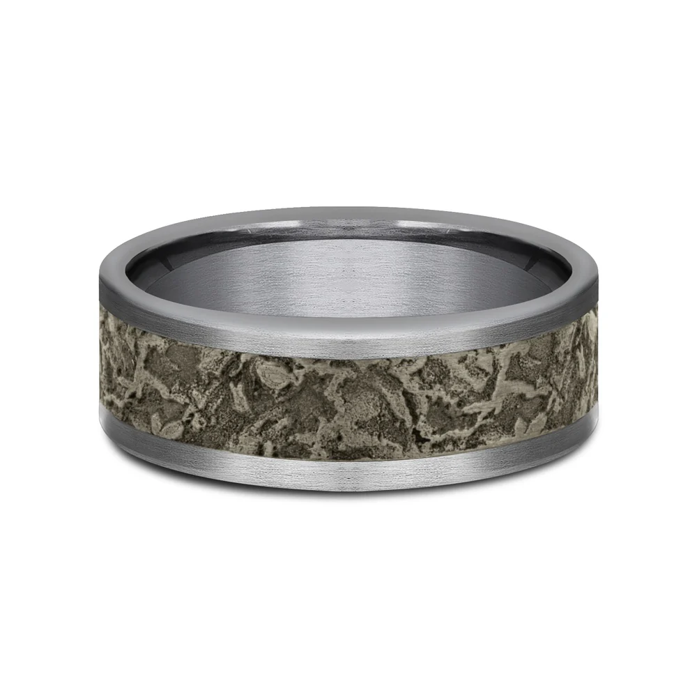The Easel Men's Wedding Band in Grey Tantalum and Bronze - 8mm Width by Tantalum - Image 3