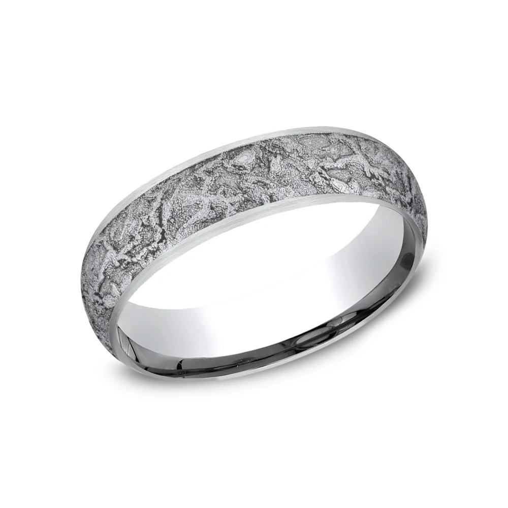 The Easel Men's Wedding Band in White Cobalt - 6mm Width by Forge