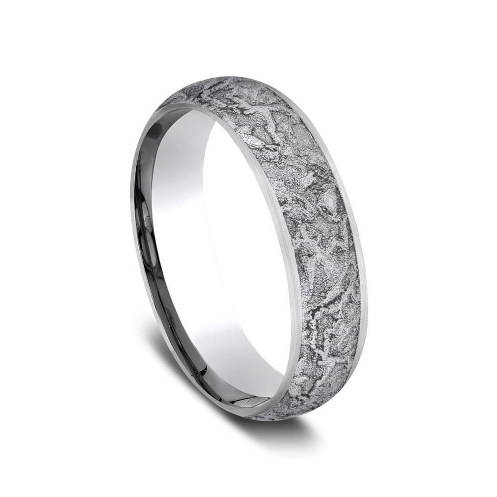 The Easel Men's Wedding Band in White Cobalt - 6mm Width by Forge - Image 2
