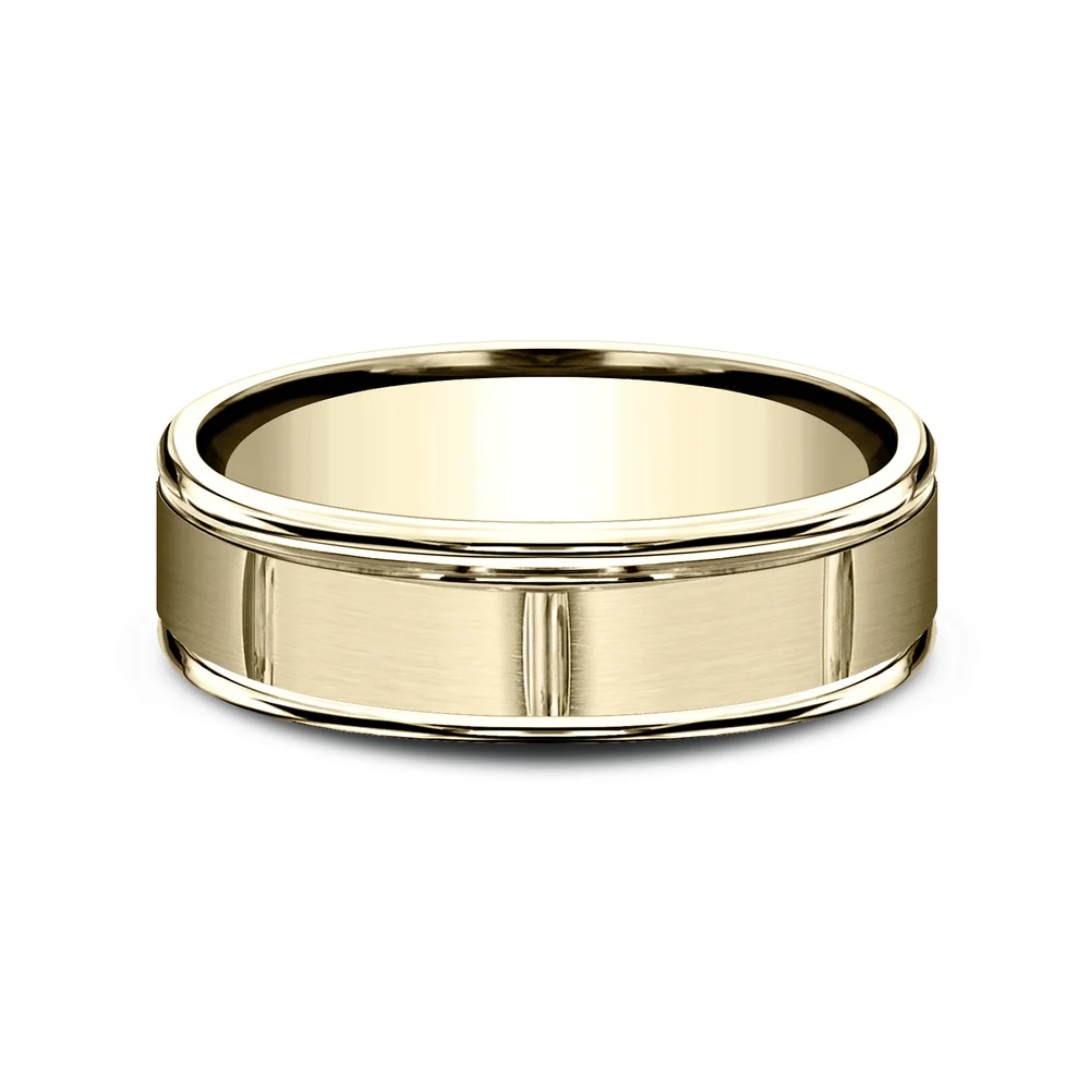 The Eclipse Men's Wedding Band in 14K Yellow Gold - 6.5mm Width by Benchmark - Image 3