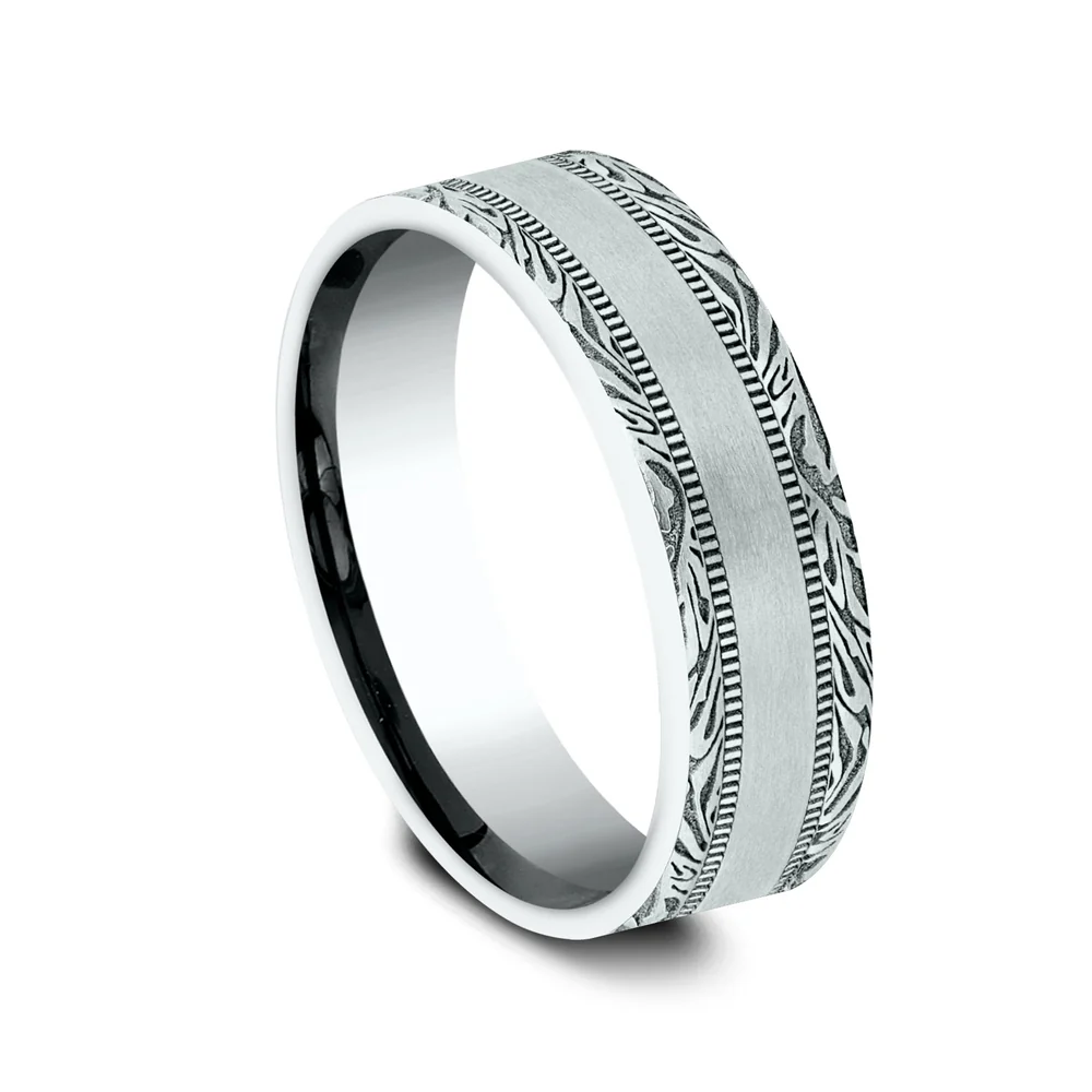 The Edge Men's Wedding Band in 14K White Gold - 7mm Width by Benchmark - Image 2