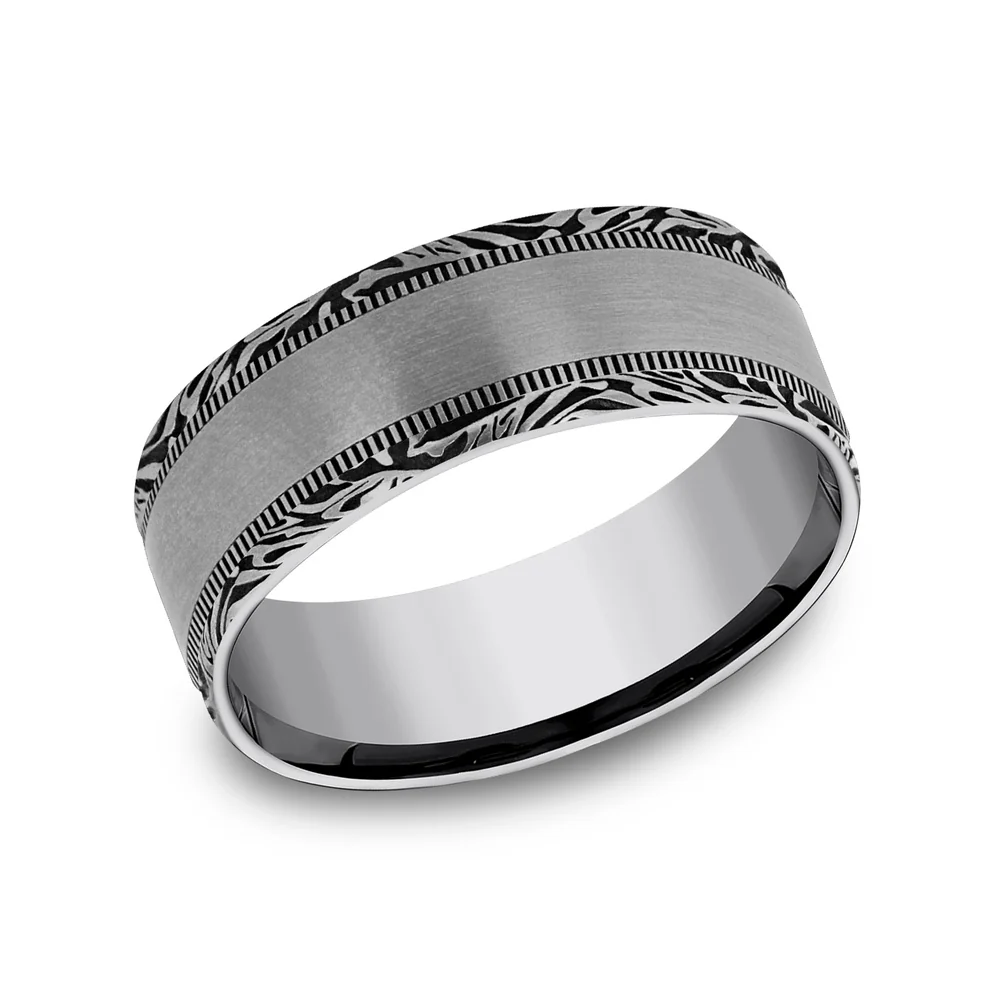 The Edge Men's Wedding Band in Tungsten - 8mm Width by Forge