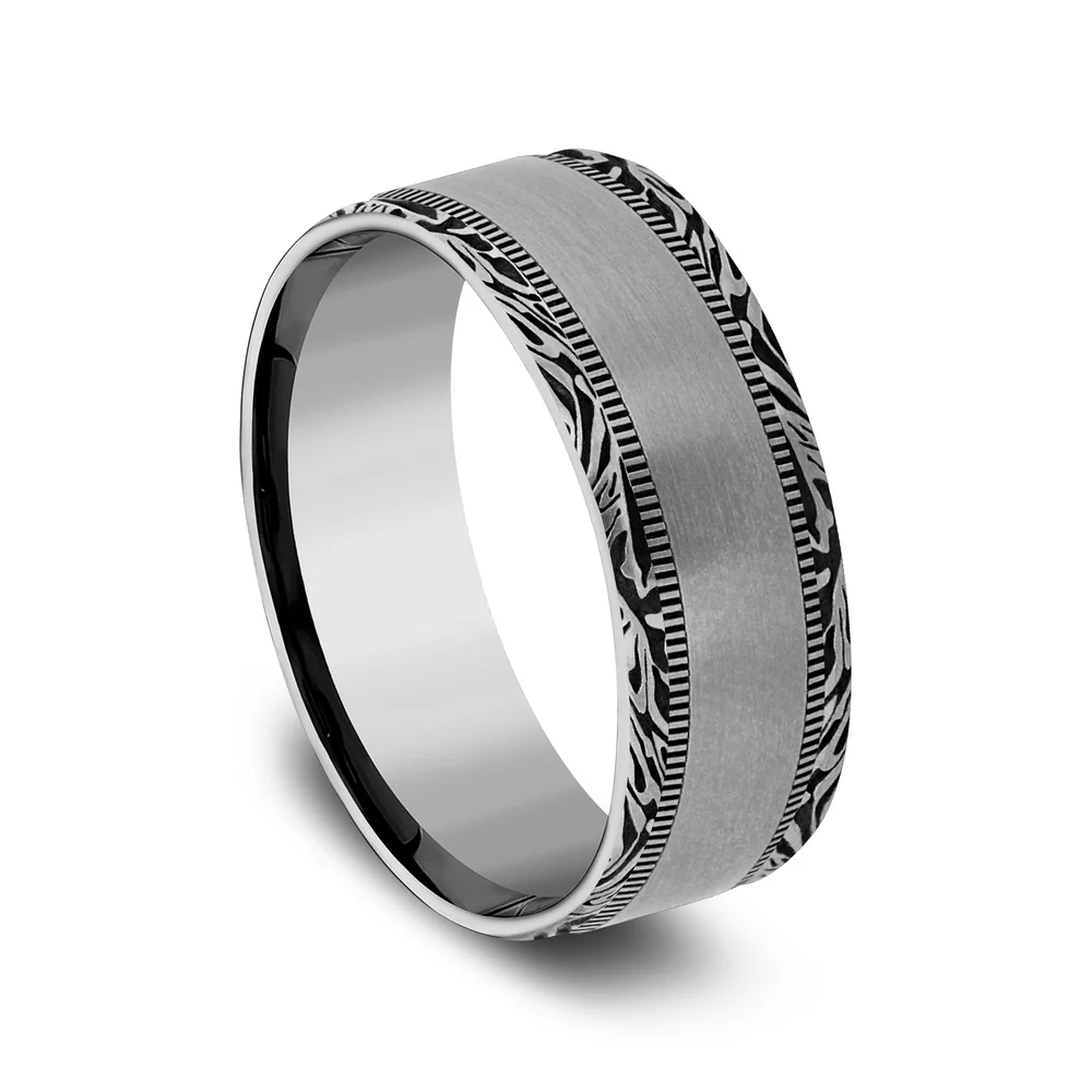 The Edge Men's Wedding Band in Tungsten - 8mm Width by Forge - Image 2