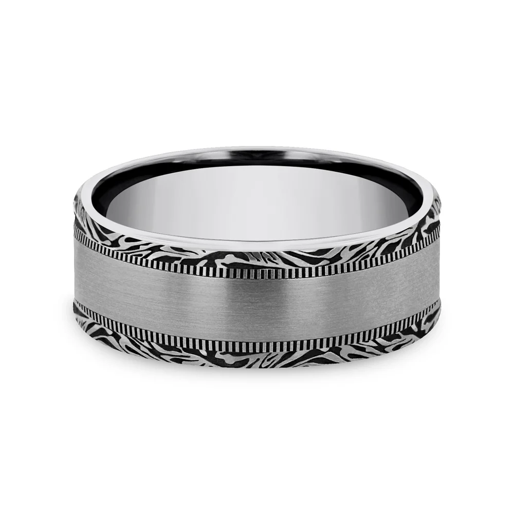 The Edge Men's Wedding Band in Tungsten - 8mm Width by Forge - Image 3
