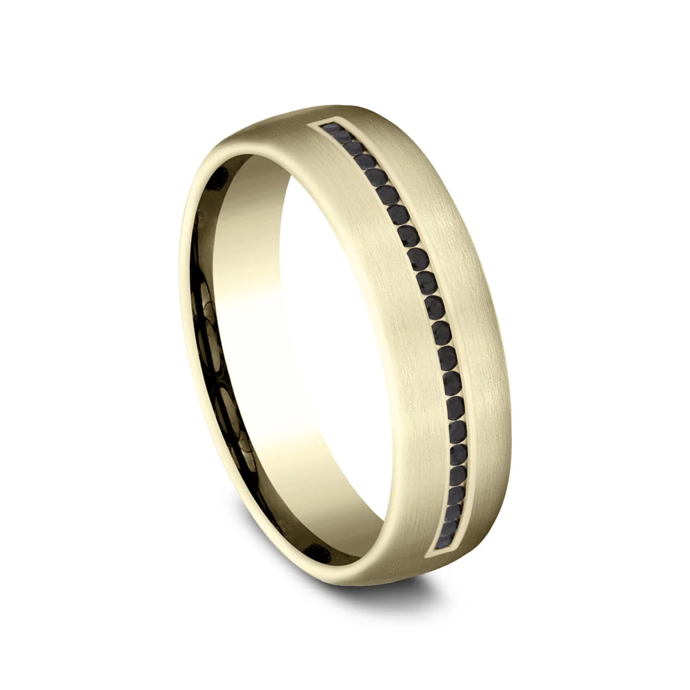 The Edison Men's Wedding Band in 14K Yellow Gold - 6.5mm Width by Benchmark - Image 2