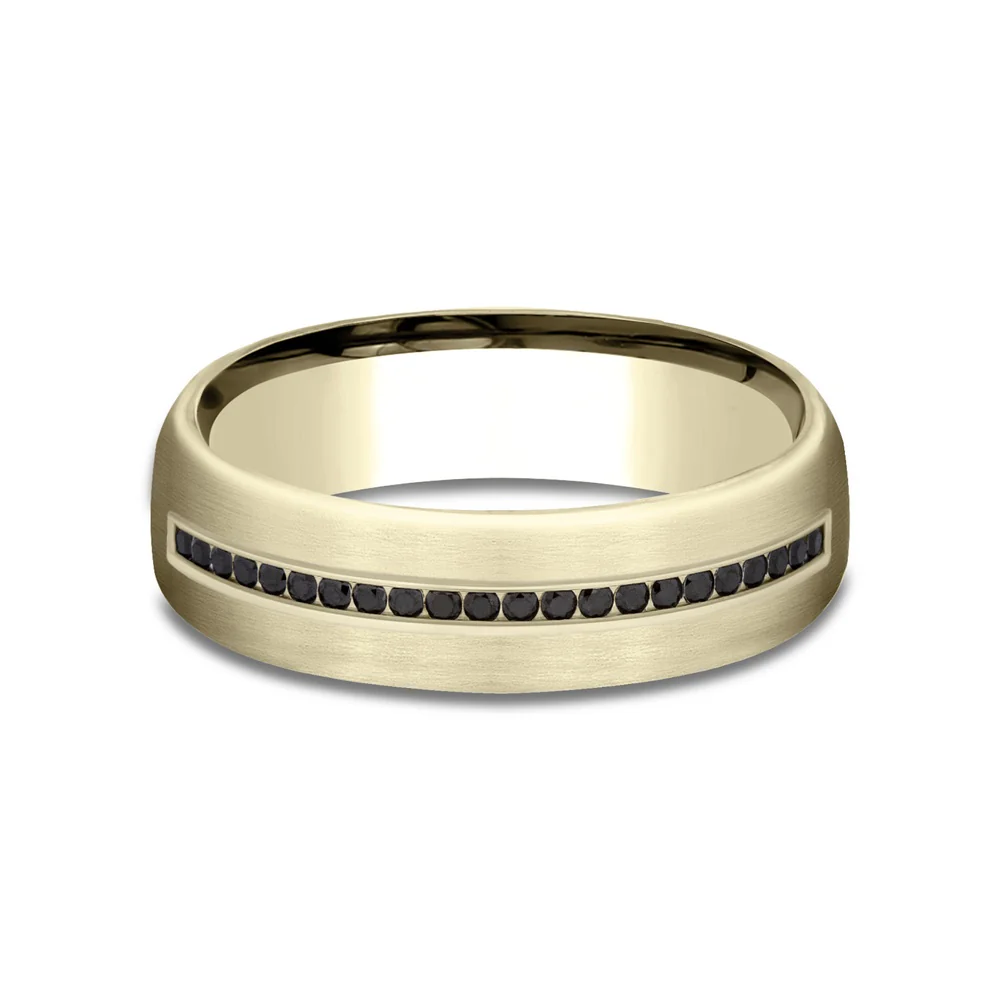 The Edison Men's Wedding Band in 14K Yellow Gold - 6.5mm Width by Benchmark - Image 3