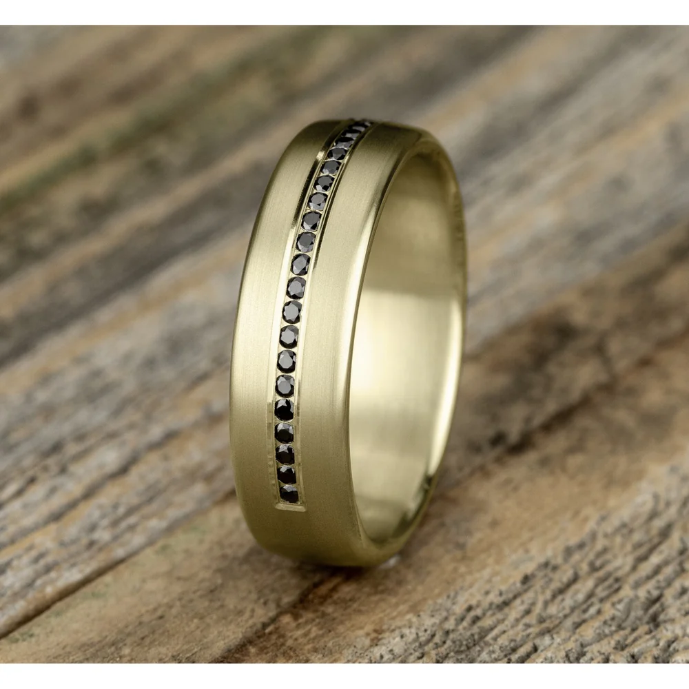 The Edison Men's Wedding Band in 14K Yellow Gold - 6.5mm Width by Benchmark - Image 4