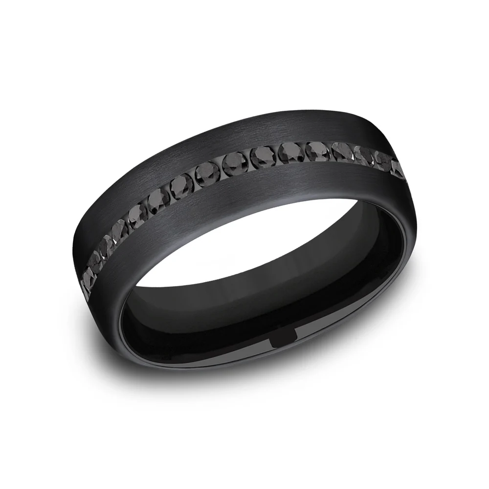 The Edison Men's Wedding Band in Black Titanium - 6.5mm Width by Forge